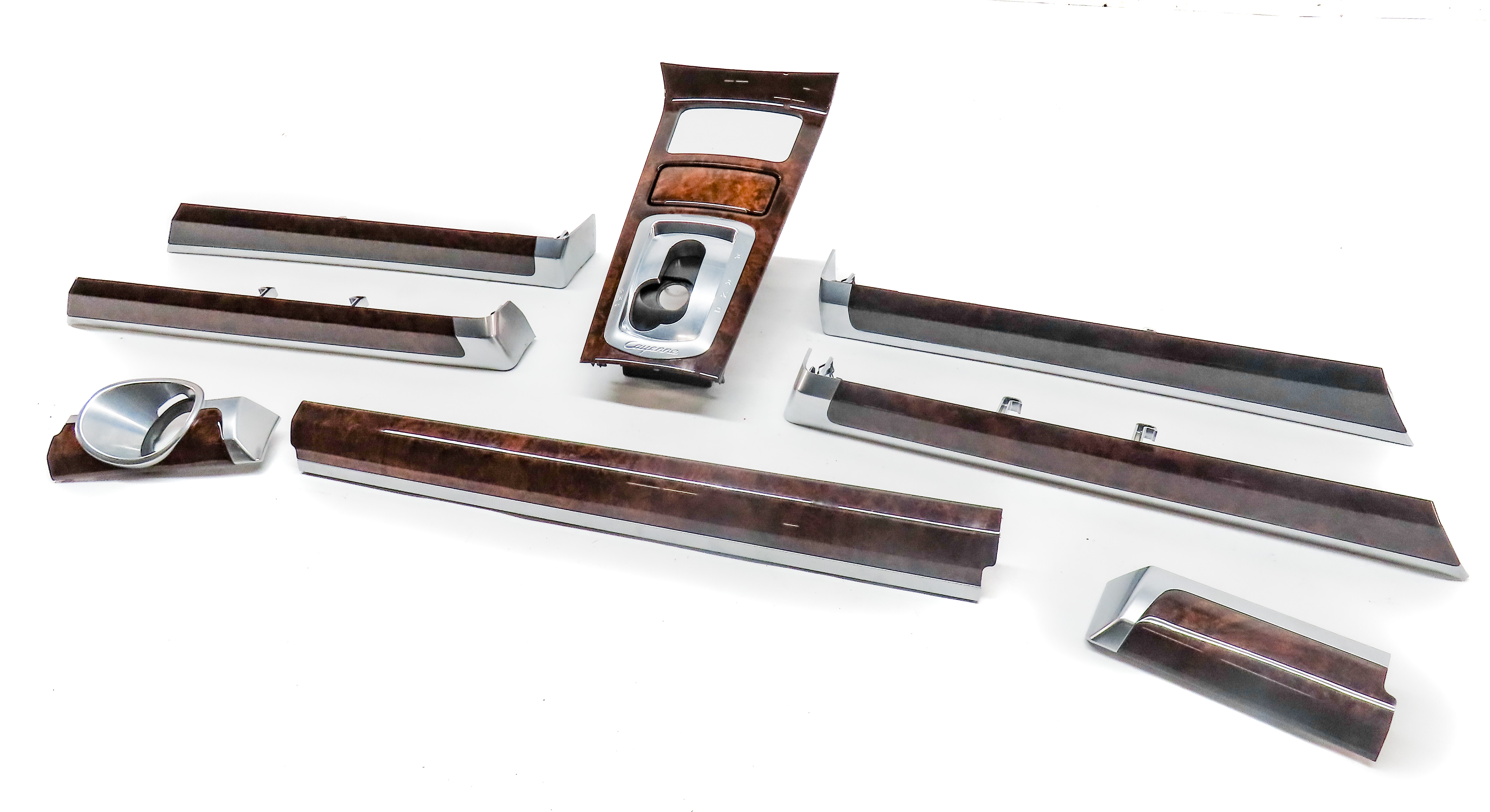 2011 PORSCHE CAYENNE (958) FRONT REAR DOOR DASH CONSOLE TRIM SET (Walnut) — exact item pictured